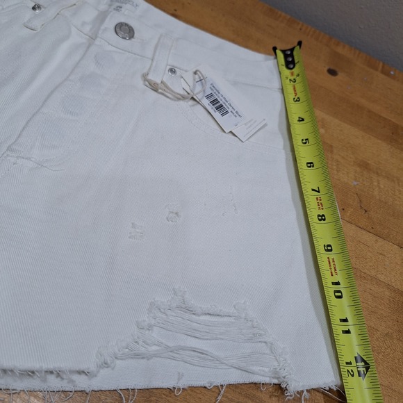 New ZSupply Everyday Hi-Rise Denim Jean Shorts Sz 28 Off White Distressed Cutoff - Picture 5 of 9